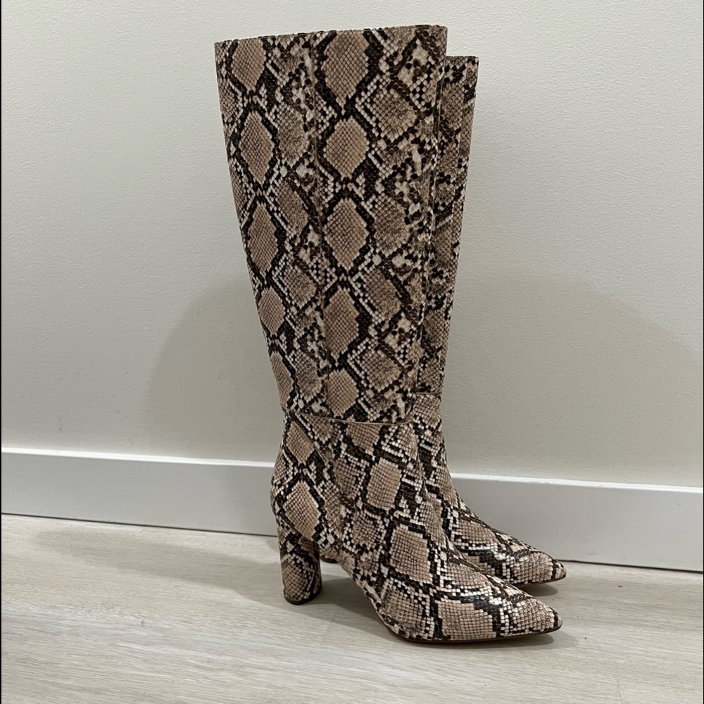 Aqua Maria Block Heel Snake-embossed Boots